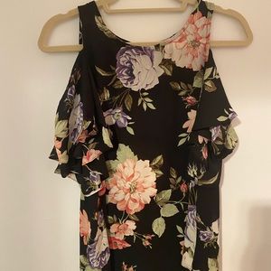 Black floral cold shoulder top